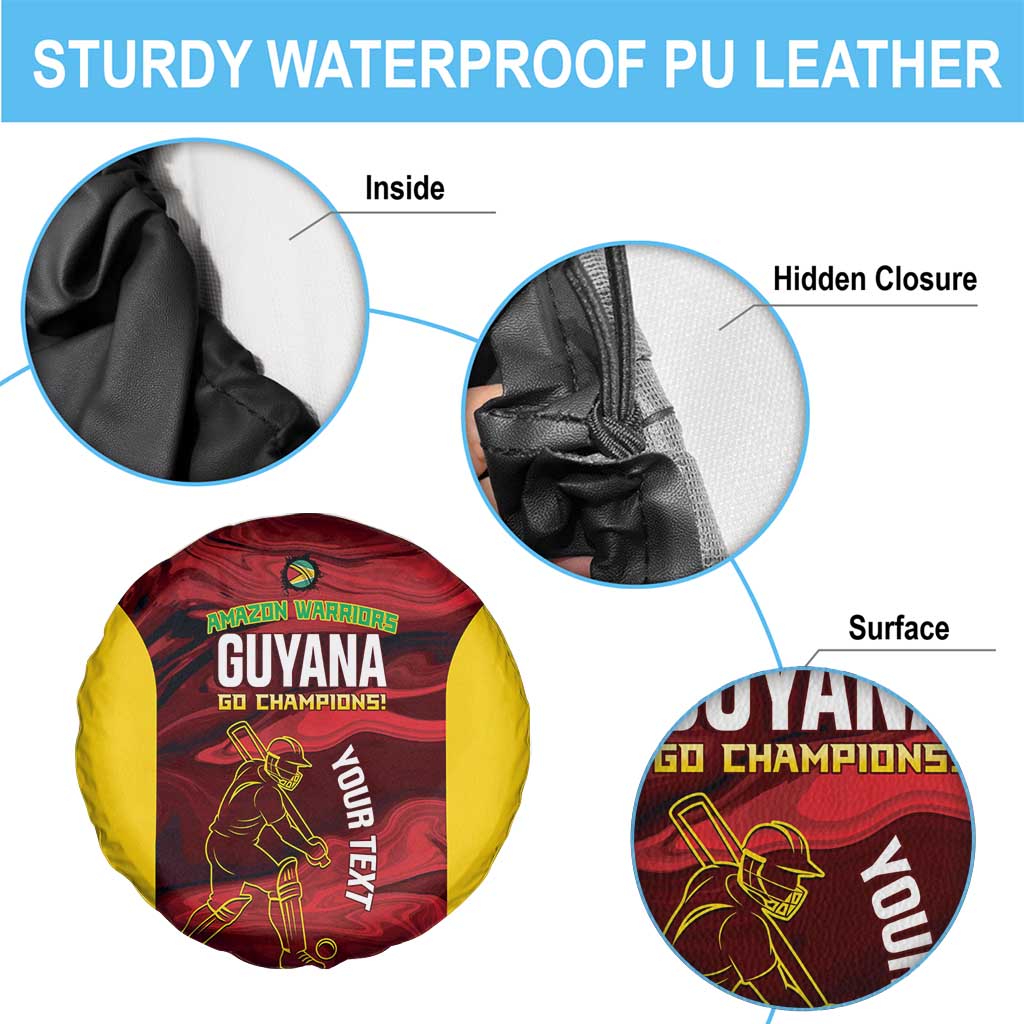 Custom Guyana Cricket Spare Tire Cover Go Amazon Warriors Marble Pattern - Wonder Print Shop