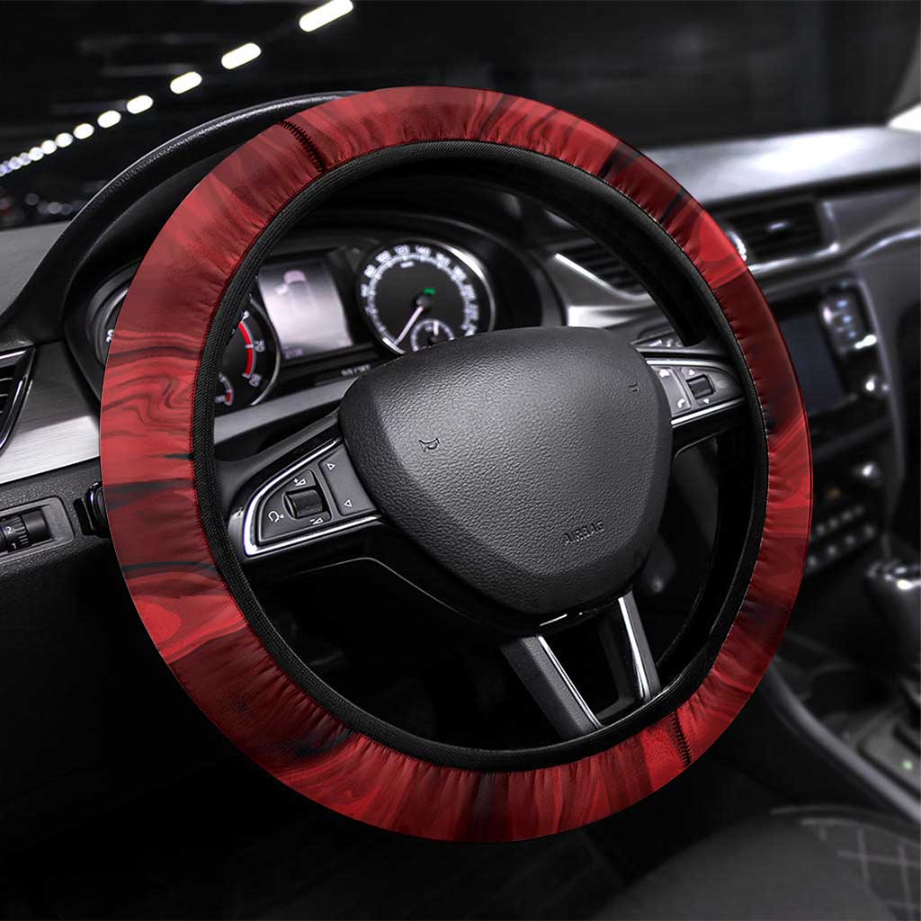 Guyana Cricket Steering Wheel Cover Go Amazon Warriors Marble Pattern - Wonder Print Shop