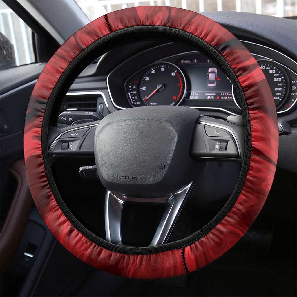 Guyana Cricket Steering Wheel Cover Go Amazon Warriors Marble Pattern - Wonder Print Shop