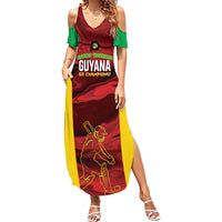 Custom Guyana Cricket Summer Maxi Dress Go Amazon Warriors Marble Pattern - Wonder Print Shop