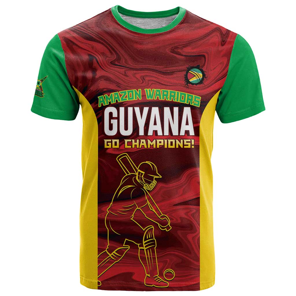 Custom Guyana Cricket T Shirt Go Amazon Warriors Marble Pattern - Wonder Print Shop