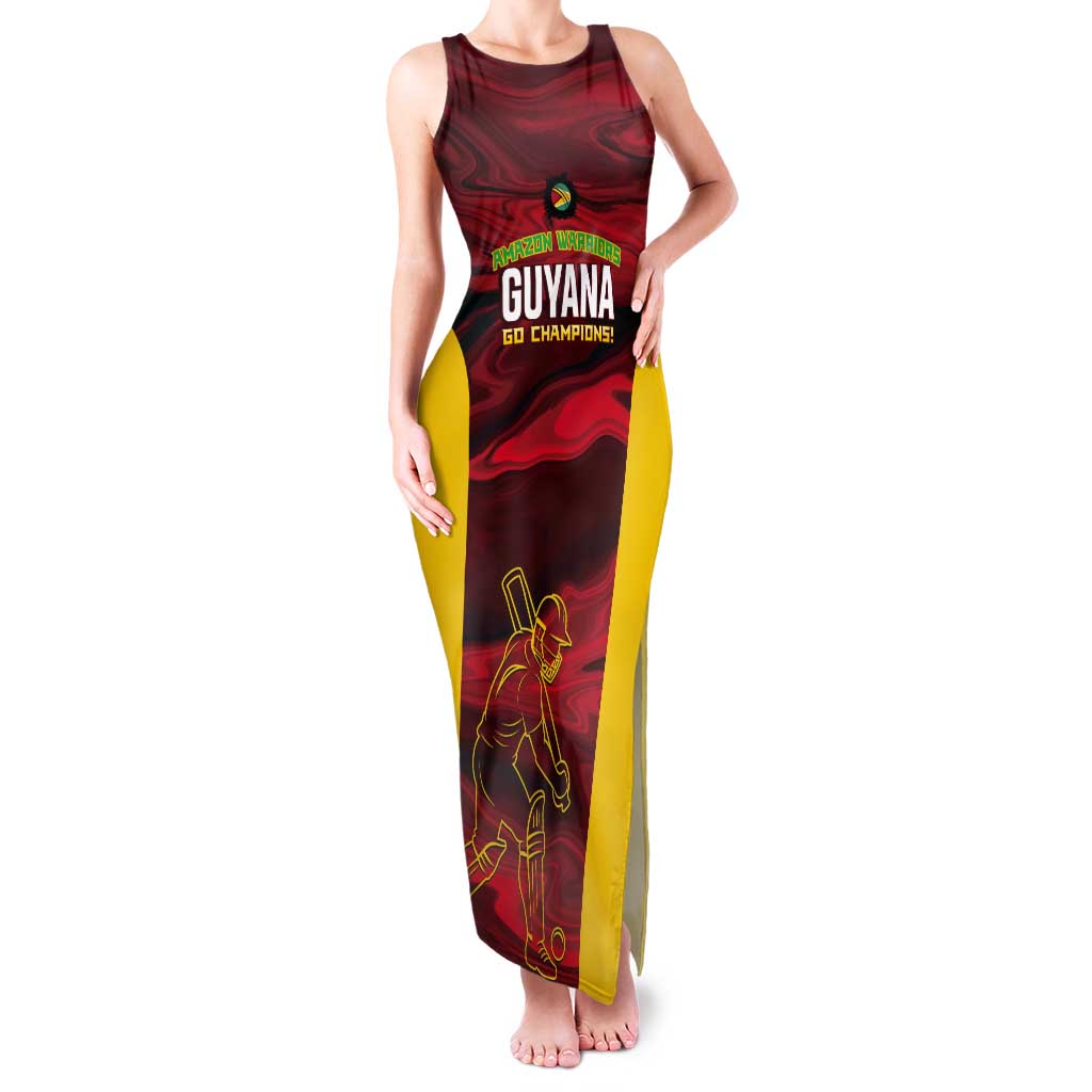 Custom Guyana Cricket Tank Maxi Dress Go Amazon Warriors Marble Pattern - Wonder Print Shop