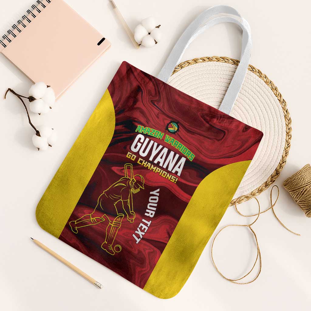 Custom Guyana Cricket Tote Bag Go Amazon Warriors Marble Pattern - Wonder Print Shop