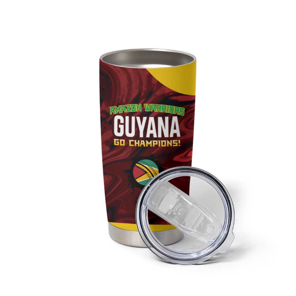 Custom Guyana Cricket Tumbler Cup Go Amazon Warriors Marble Pattern - Wonder Print Shop