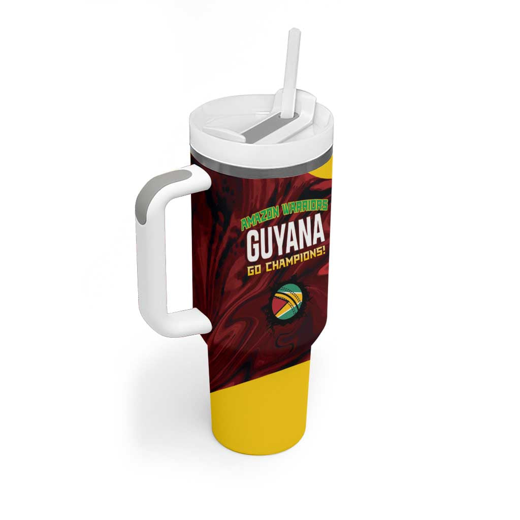 Custom Guyana Cricket Tumbler With Handle Go Amazon Warriors Marble Pattern - Wonder Print Shop