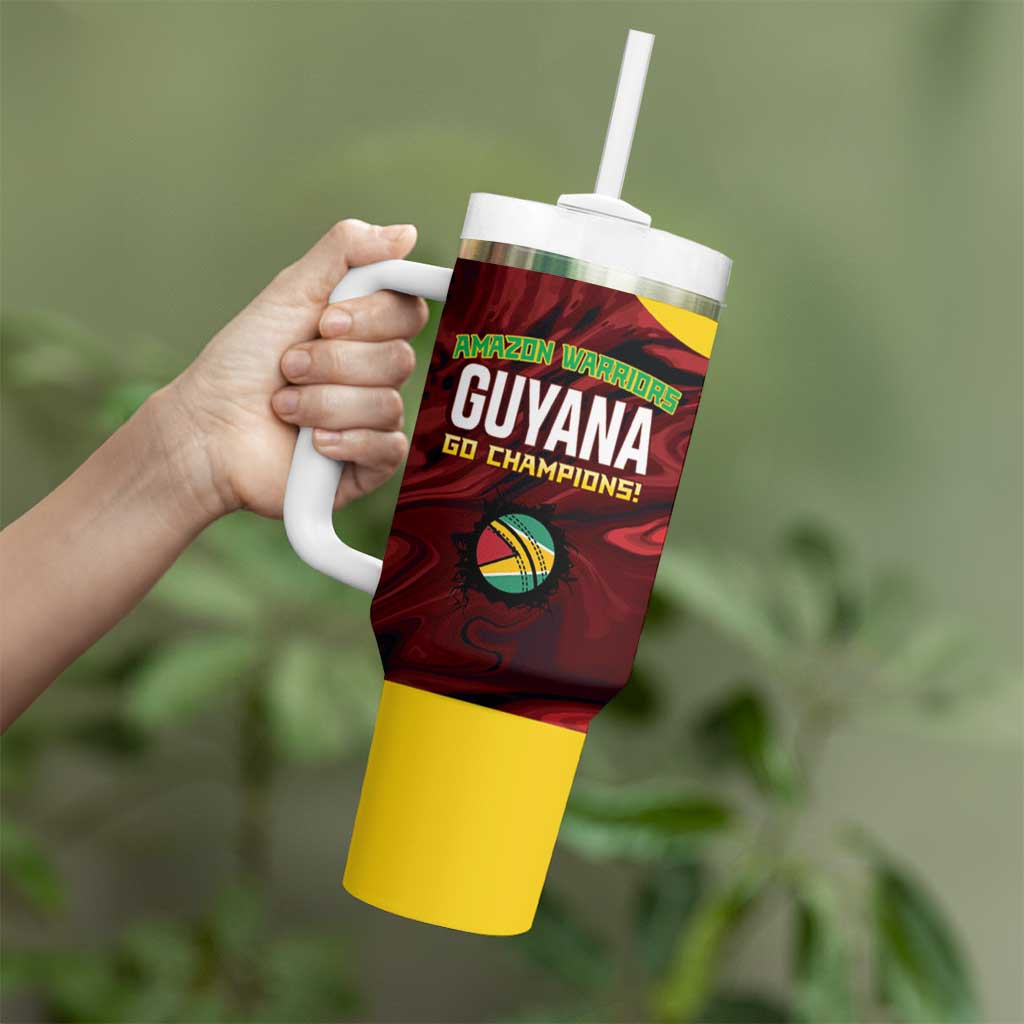 Custom Guyana Cricket Tumbler With Handle Go Amazon Warriors Marble Pattern - Wonder Print Shop