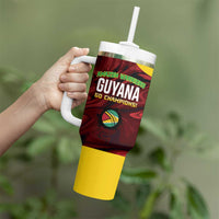 Custom Guyana Cricket Tumbler With Handle Go Amazon Warriors Marble Pattern - Wonder Print Shop