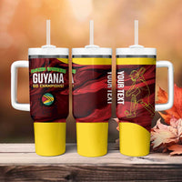 Custom Guyana Cricket Tumbler With Handle Go Amazon Warriors Marble Pattern - Wonder Print Shop