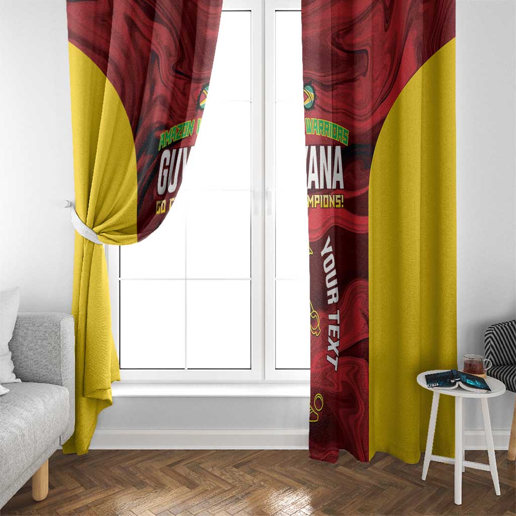 Custom Guyana Cricket Window Curtain Go Amazon Warriors Marble Pattern - Wonder Print Shop