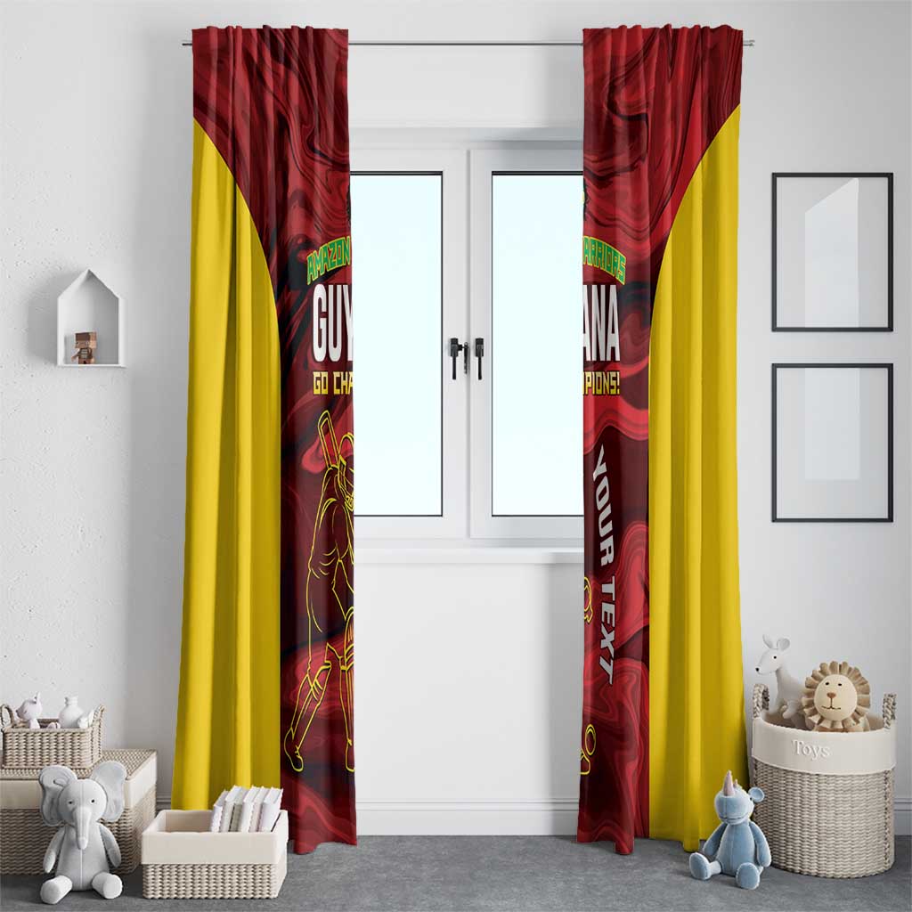 Custom Guyana Cricket Window Curtain Go Amazon Warriors Marble Pattern - Wonder Print Shop