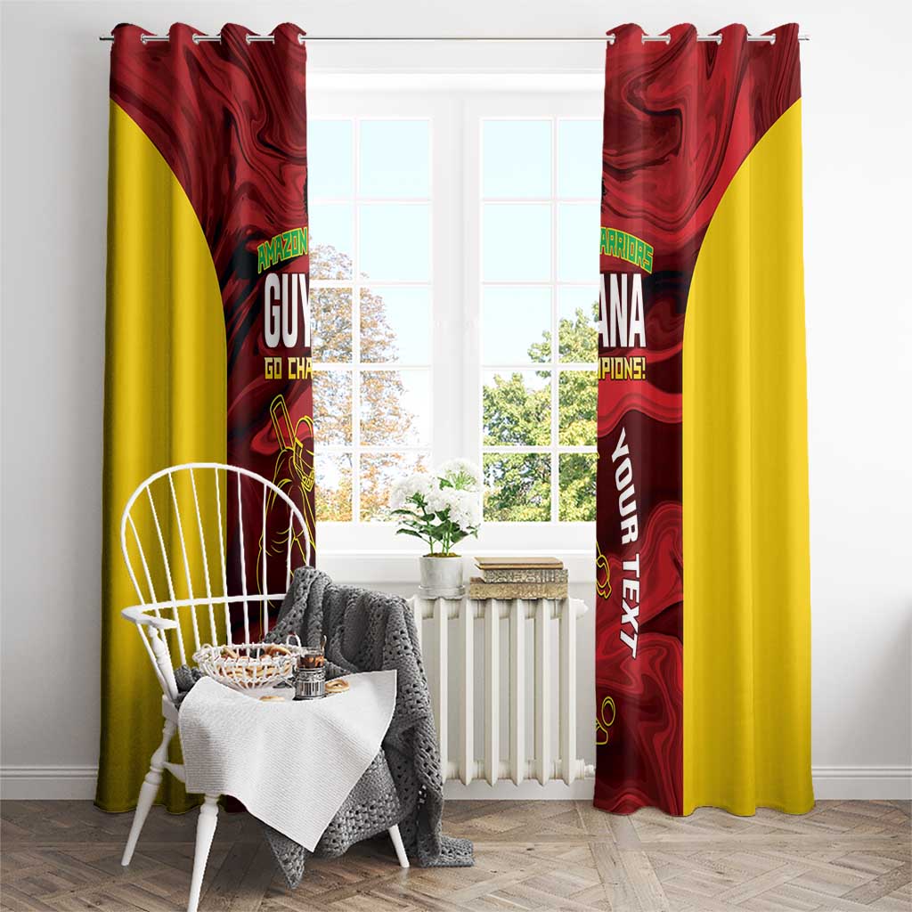 Custom Guyana Cricket Window Curtain Go Amazon Warriors Marble Pattern - Wonder Print Shop