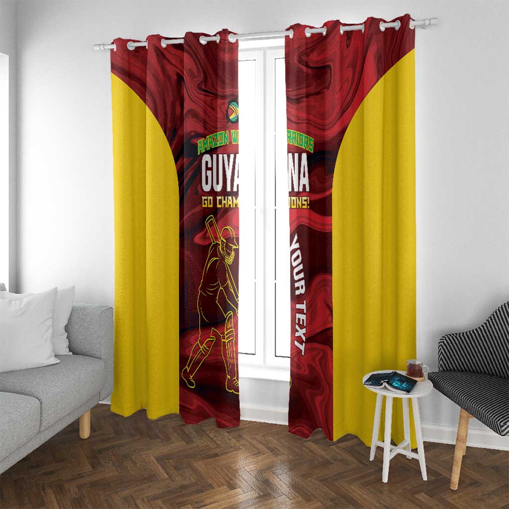 Custom Guyana Cricket Window Curtain Go Amazon Warriors Marble Pattern - Wonder Print Shop