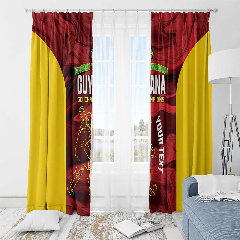 Custom Guyana Cricket Window Curtain Go Amazon Warriors Marble Pattern - Wonder Print Shop