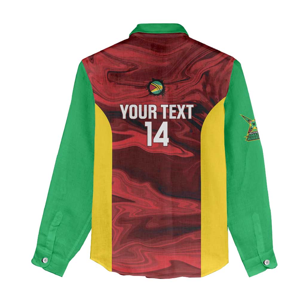 Custom Guyana Cricket Women Casual Shirt Go Amazon Warriors Marble Pattern - Wonder Print Shop