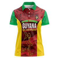 Custom Guyana Cricket Women Polo Shirt Go Amazon Warriors Marble Pattern - Wonder Print Shop