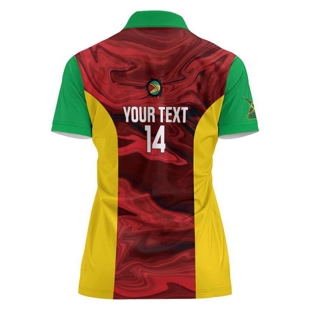 Custom Guyana Cricket Women Polo Shirt Go Amazon Warriors Marble Pattern - Wonder Print Shop
