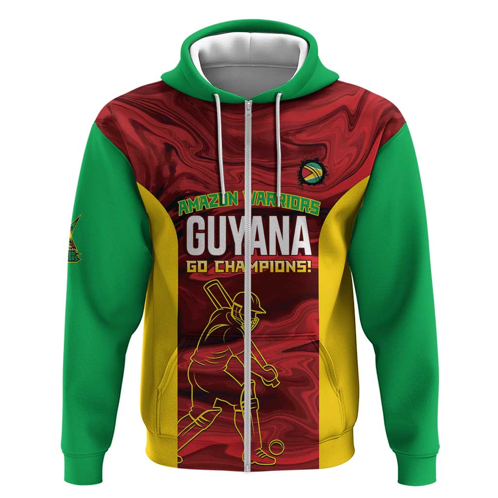 Custom Guyana Cricket Zip Hoodie Go Amazon Warriors Marble Pattern - Wonder Print Shop