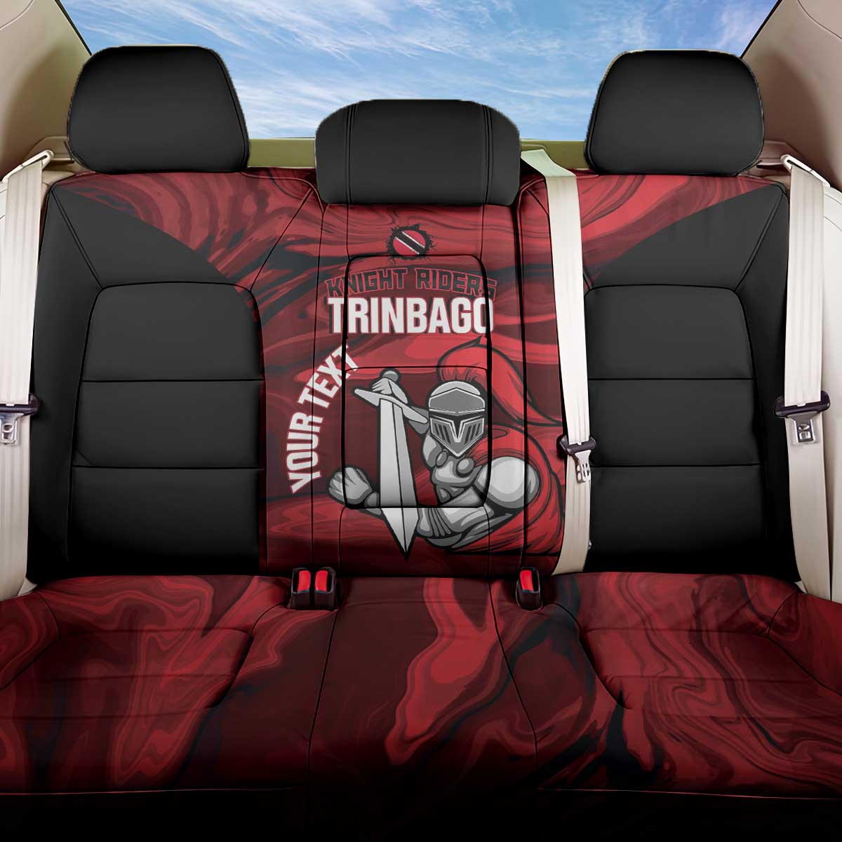 Custom Trinbago Cricket Back Car Seat Cover Go Knight Riders Marble Pattern - Wonder Print Shop