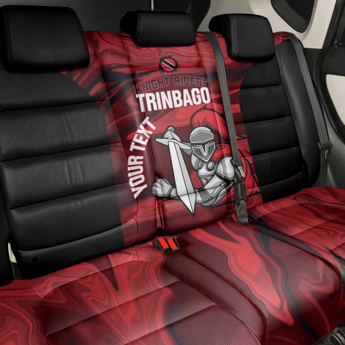 Custom Trinbago Cricket Back Car Seat Cover Go Knight Riders Marble Pattern - Wonder Print Shop