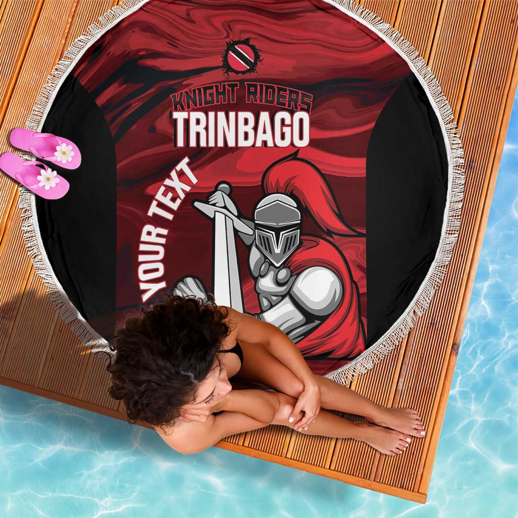 Custom Trinbago Cricket Beach Blanket Go Knight Riders Marble Pattern - Wonder Print Shop