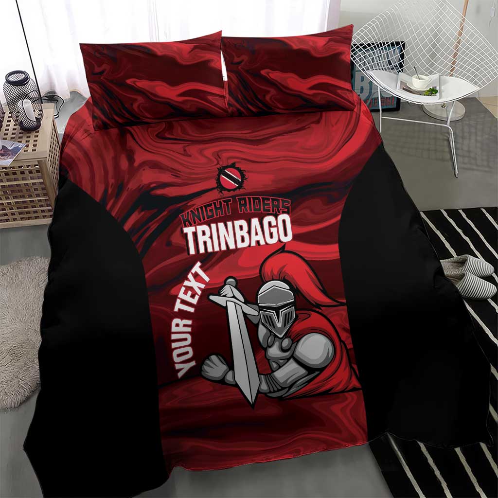 Custom Trinbago Cricket Bedding Set Go Knight Riders Marble Pattern - Wonder Print Shop