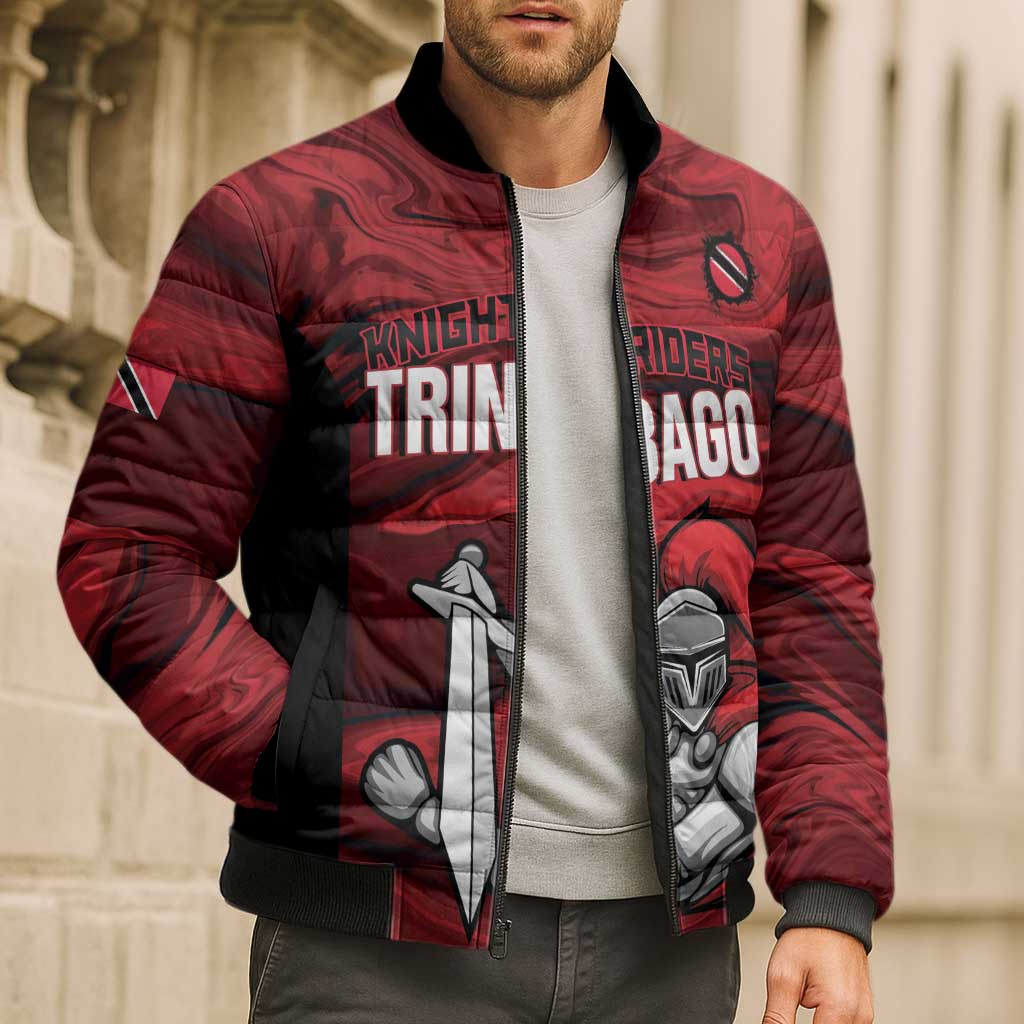 Custom Trinbago Cricket Bomber Puffer Jacket Go Knight Riders Marble Pattern - Wonder Print Shop