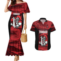 Custom Trinbago Cricket Couples Matching Mermaid Dress and Hawaiian Shirt Go Knight Riders Marble Pattern - Wonder Print Shop