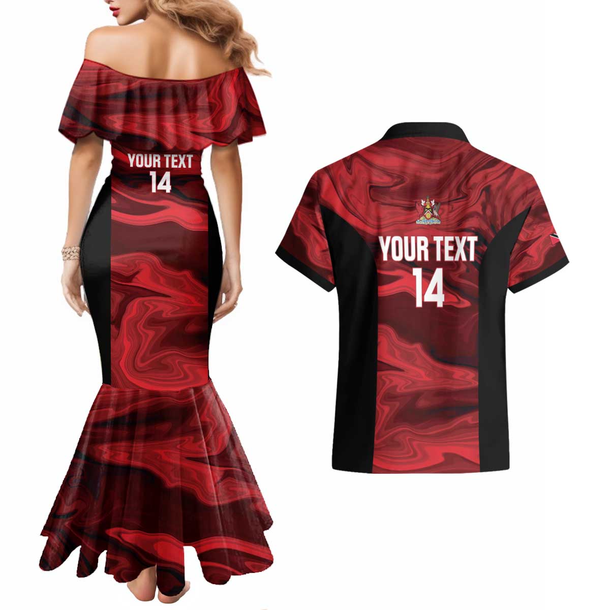 Custom Trinbago Cricket Couples Matching Mermaid Dress and Hawaiian Shirt Go Knight Riders Marble Pattern - Wonder Print Shop