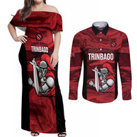 Custom Trinbago Cricket Couples Matching Off Shoulder Maxi Dress and Long Sleeve Button Shirt Go Knight Riders Marble Pattern - Wonder Print Shop