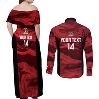 Custom Trinbago Cricket Couples Matching Off Shoulder Maxi Dress and Long Sleeve Button Shirt Go Knight Riders Marble Pattern - Wonder Print Shop