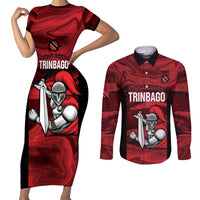 Custom Trinbago Cricket Couples Matching Short Sleeve Bodycon Dress and Long Sleeve Button Shirt Go Knight Riders Marble Pattern - Wonder Print Shop