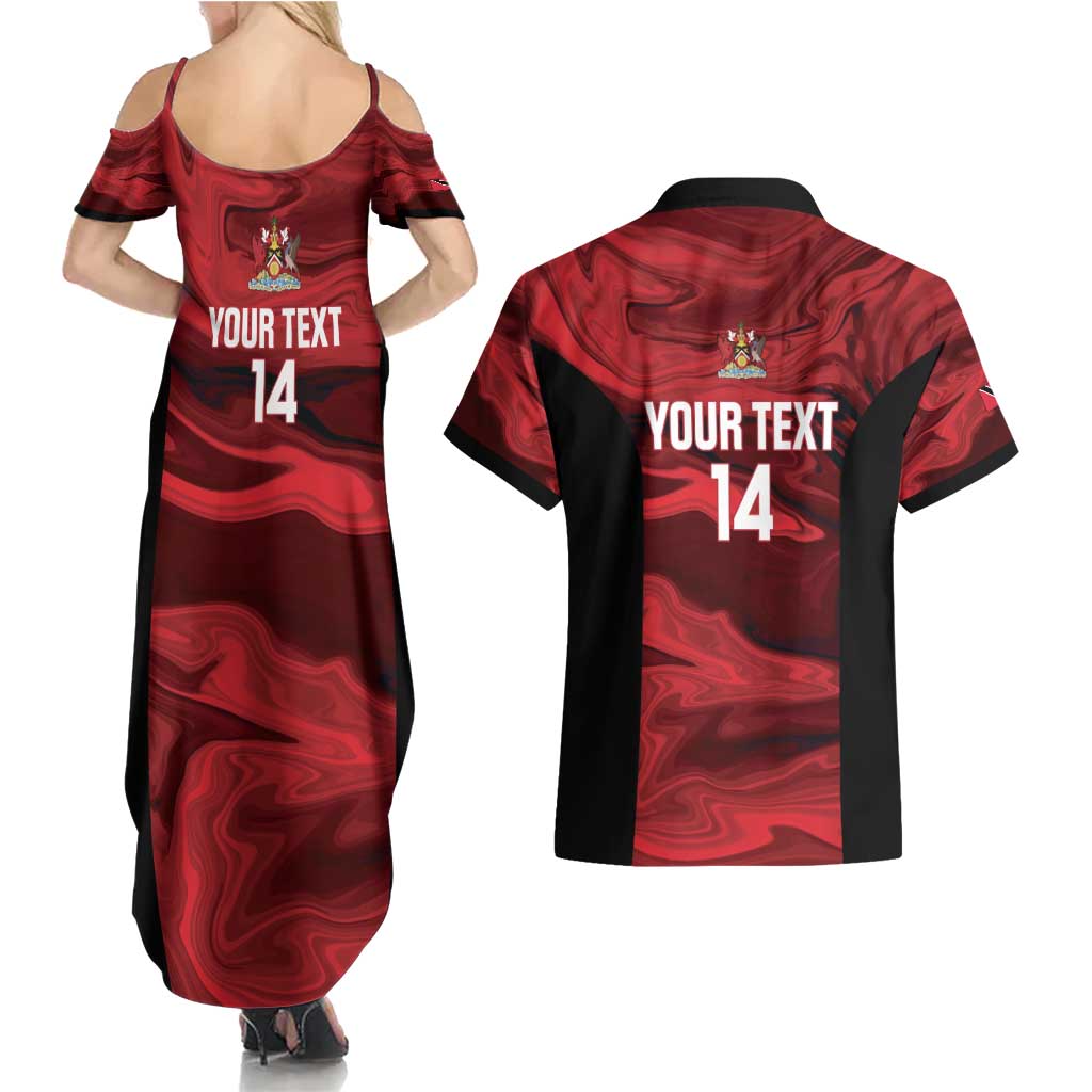 Custom Trinbago Cricket Couples Matching Summer Maxi Dress and Hawaiian Shirt Go Knight Riders Marble Pattern - Wonder Print Shop