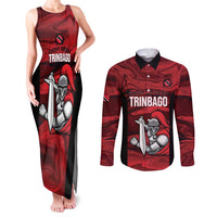 Custom Trinbago Cricket Couples Matching Tank Maxi Dress and Long Sleeve Button Shirt Go Knight Riders Marble Pattern - Wonder Print Shop