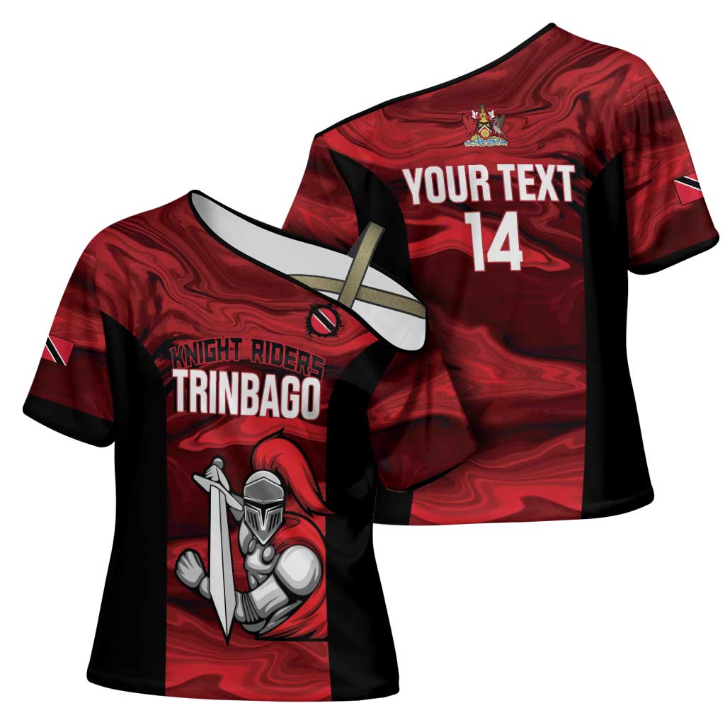 Custom Trinbago Cricket Cross Shoulder Shirt Go Knight Riders Marble Pattern - Wonder Print Shop
