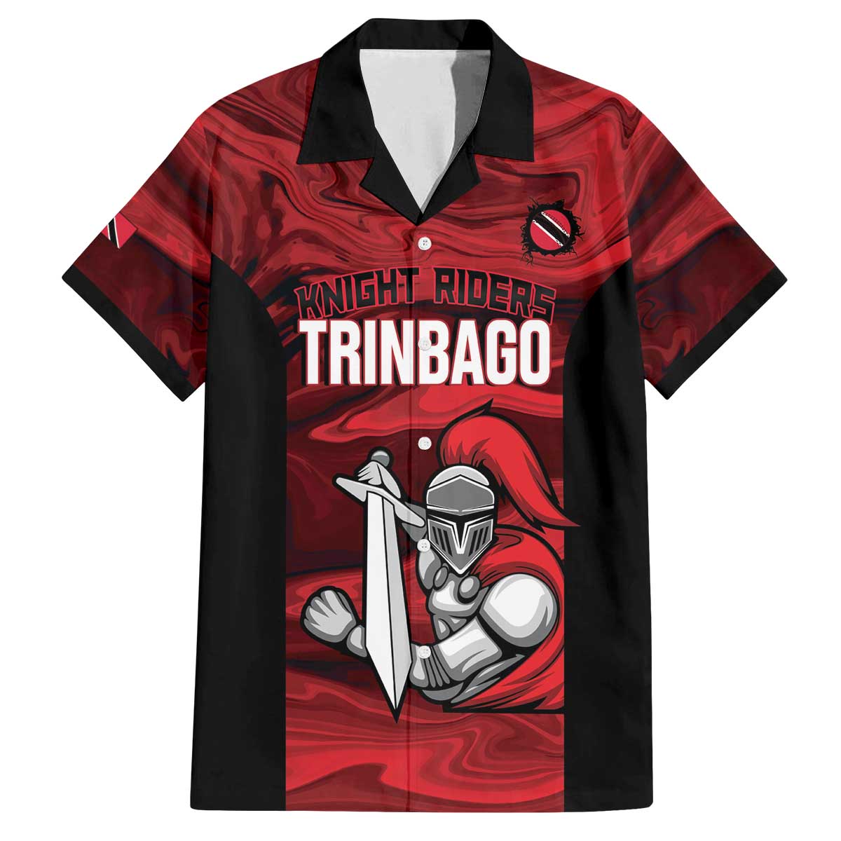 Custom Trinbago Cricket Family Matching Off The Shoulder Long Sleeve Dress and Hawaiian Shirt Go Knight Riders Marble Pattern - Wonder Print Shop