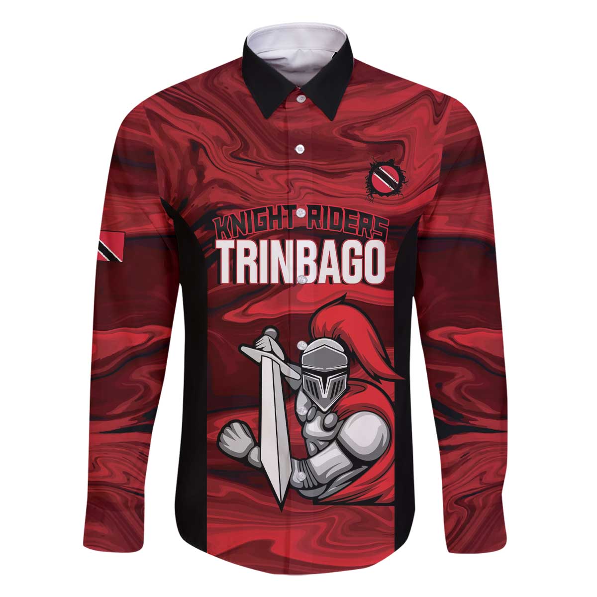 Custom Trinbago Cricket Family Matching Off The Shoulder Long Sleeve Dress and Hawaiian Shirt Go Knight Riders Marble Pattern - Wonder Print Shop