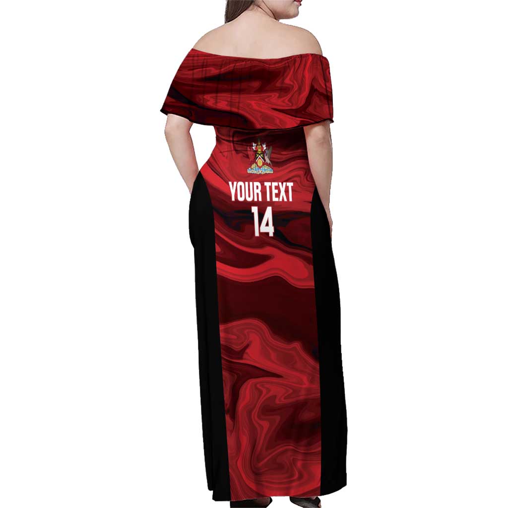 Custom Trinbago Cricket Family Matching Off Shoulder Maxi Dress and Hawaiian Shirt Go Knight Riders Marble Pattern - Wonder Print Shop