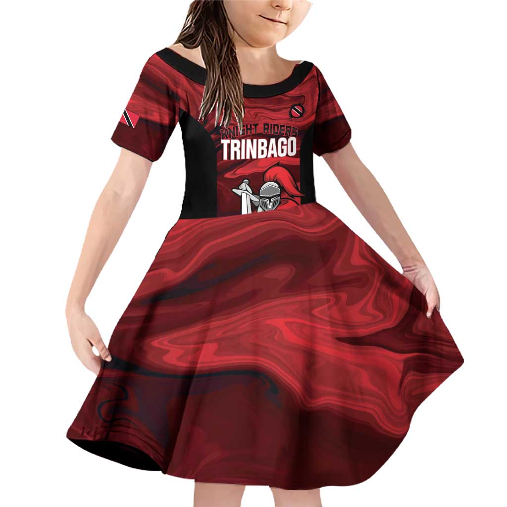 Custom Trinbago Cricket Family Matching Off Shoulder Short Dress and Hawaiian Shirt Go Knight Riders Marble Pattern - Wonder Print Shop
