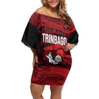 Custom Trinbago Cricket Family Matching Off Shoulder Short Dress and Hawaiian Shirt Go Knight Riders Marble Pattern - Wonder Print Shop