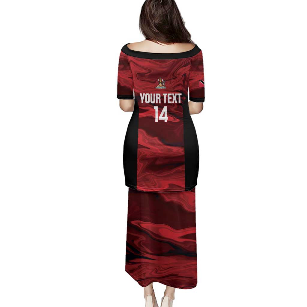 Custom Trinbago Cricket Family Matching Puletasi and Hawaiian Shirt Go Knight Riders Marble Pattern - Wonder Print Shop