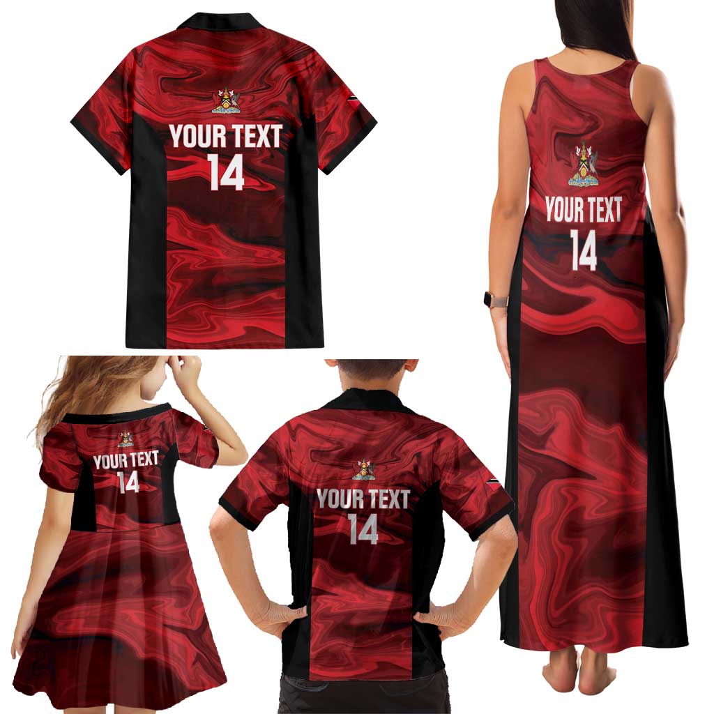 Custom Trinbago Cricket Family Matching Tank Maxi Dress and Hawaiian Shirt Go Knight Riders Marble Pattern - Wonder Print Shop