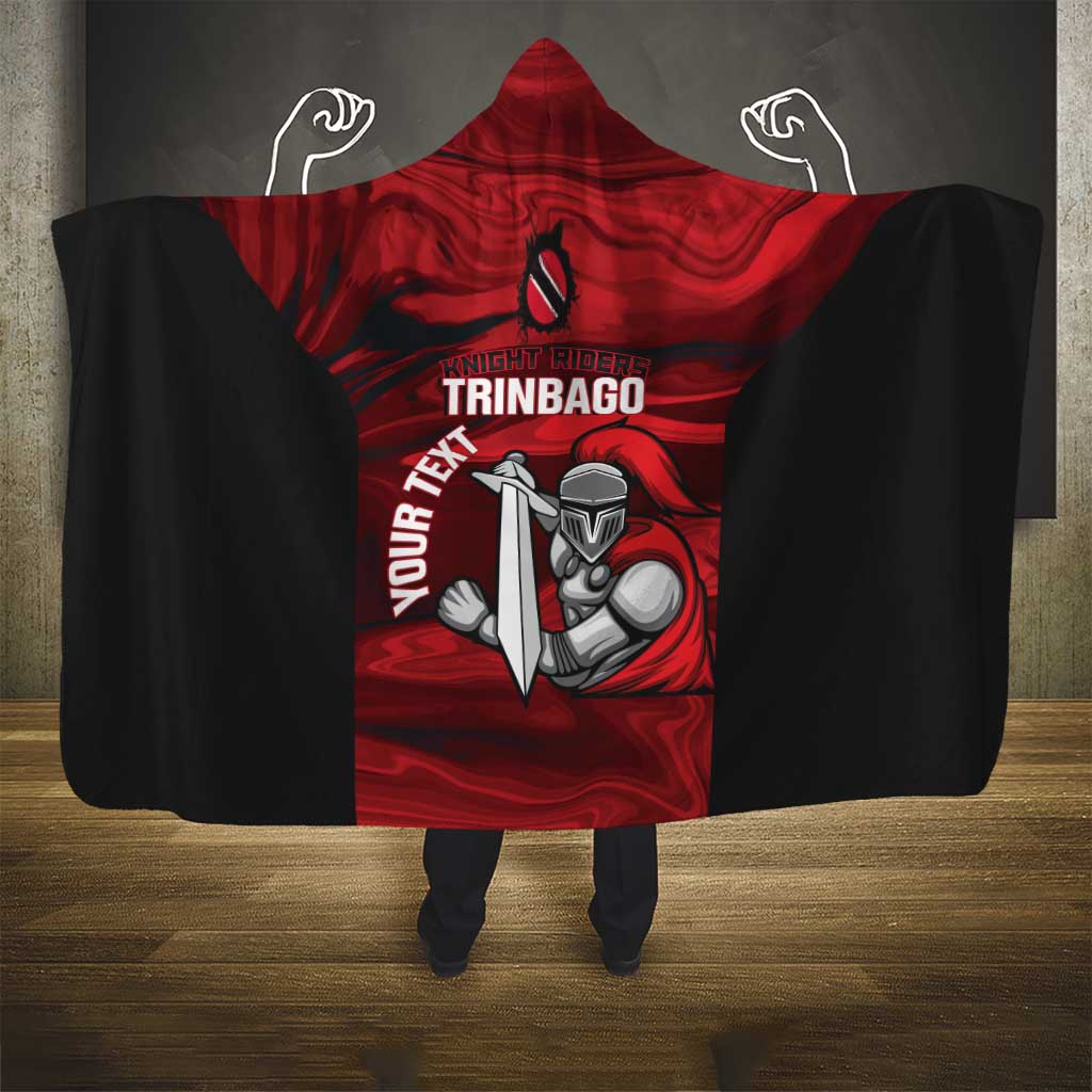 Custom Trinbago Cricket Hooded Blanket Go Knight Riders Marble Pattern - Wonder Print Shop