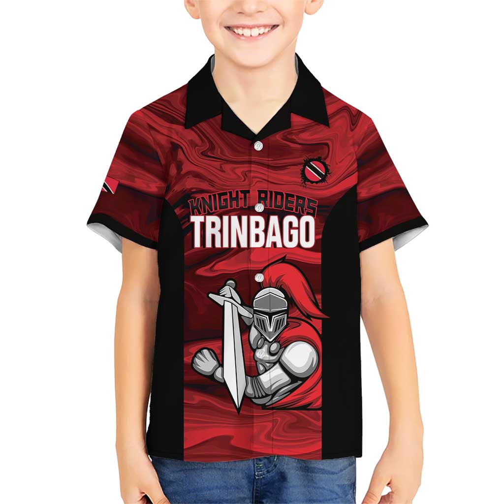 Custom Trinbago Cricket Kid Hawaiian Shirt Go Knight Riders Marble Pattern - Wonder Print Shop