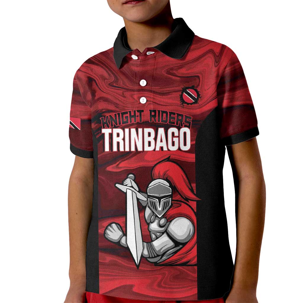 Custom Trinbago Cricket Kid Polo Shirt Go Knight Riders Marble Pattern - Wonder Print Shop