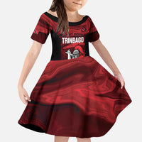 Custom Trinbago Cricket Kid Short Sleeve Dress Go Knight Riders Marble Pattern - Wonder Print Shop