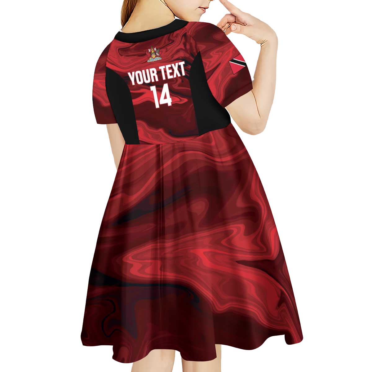 Custom Trinbago Cricket Kid Short Sleeve Dress Go Knight Riders Marble Pattern - Wonder Print Shop