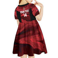 Custom Trinbago Cricket Kid Short Sleeve Dress Go Knight Riders Marble Pattern - Wonder Print Shop