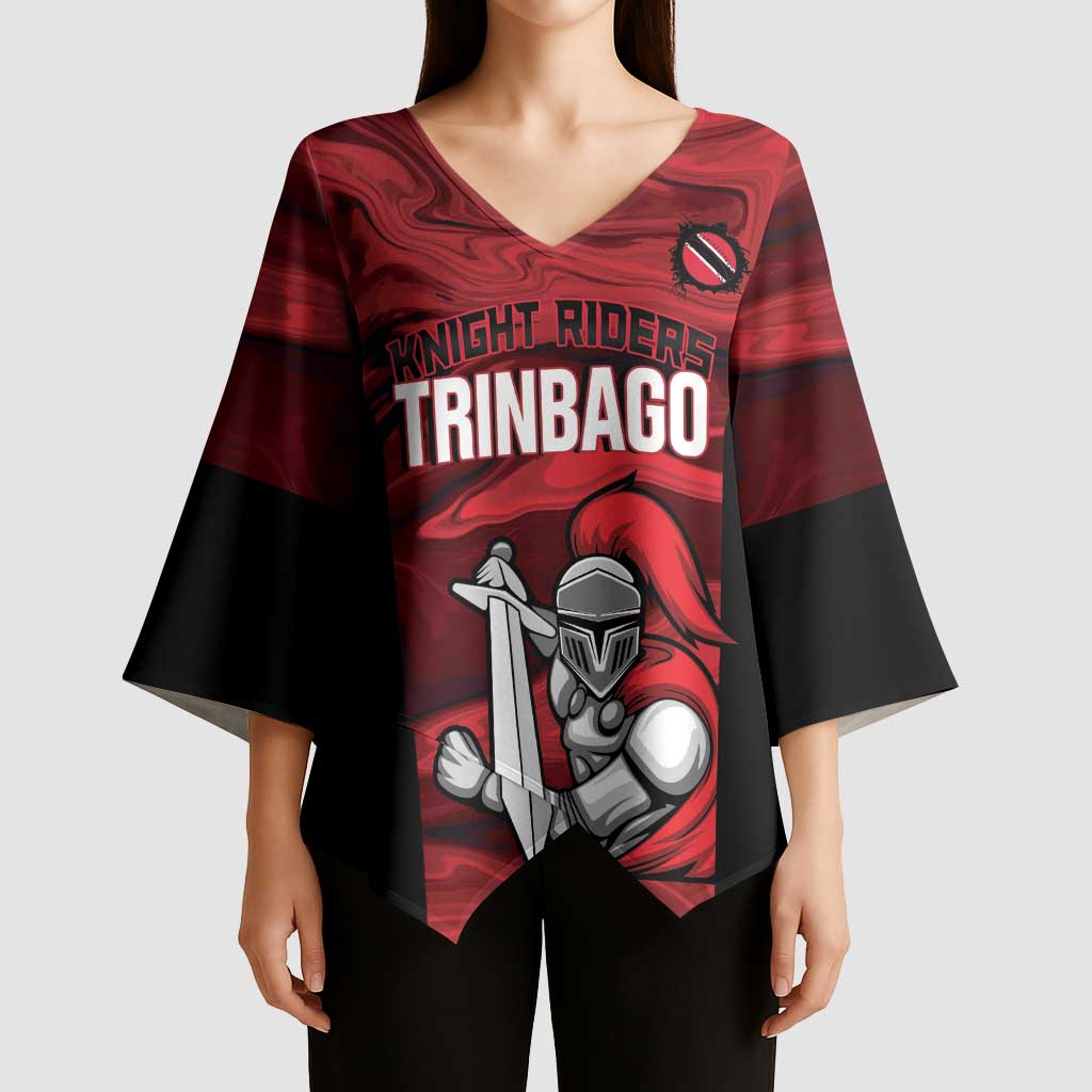 Custom Trinbago Cricket Kimono Sleeve Blouse Go Knight Riders Marble Pattern - Wonder Print Shop
