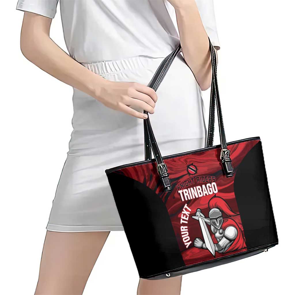 Custom Trinbago Cricket Leather Tote Bag Go Knight Riders Marble Pattern - Wonder Print Shop