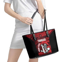 Custom Trinbago Cricket Leather Tote Bag Go Knight Riders Marble Pattern - Wonder Print Shop